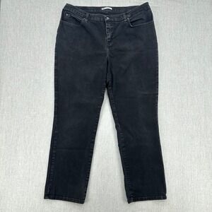 Lee Jeans Women's 16w Medium Relaxed Fit At The Waist Black Straight Leg Denim